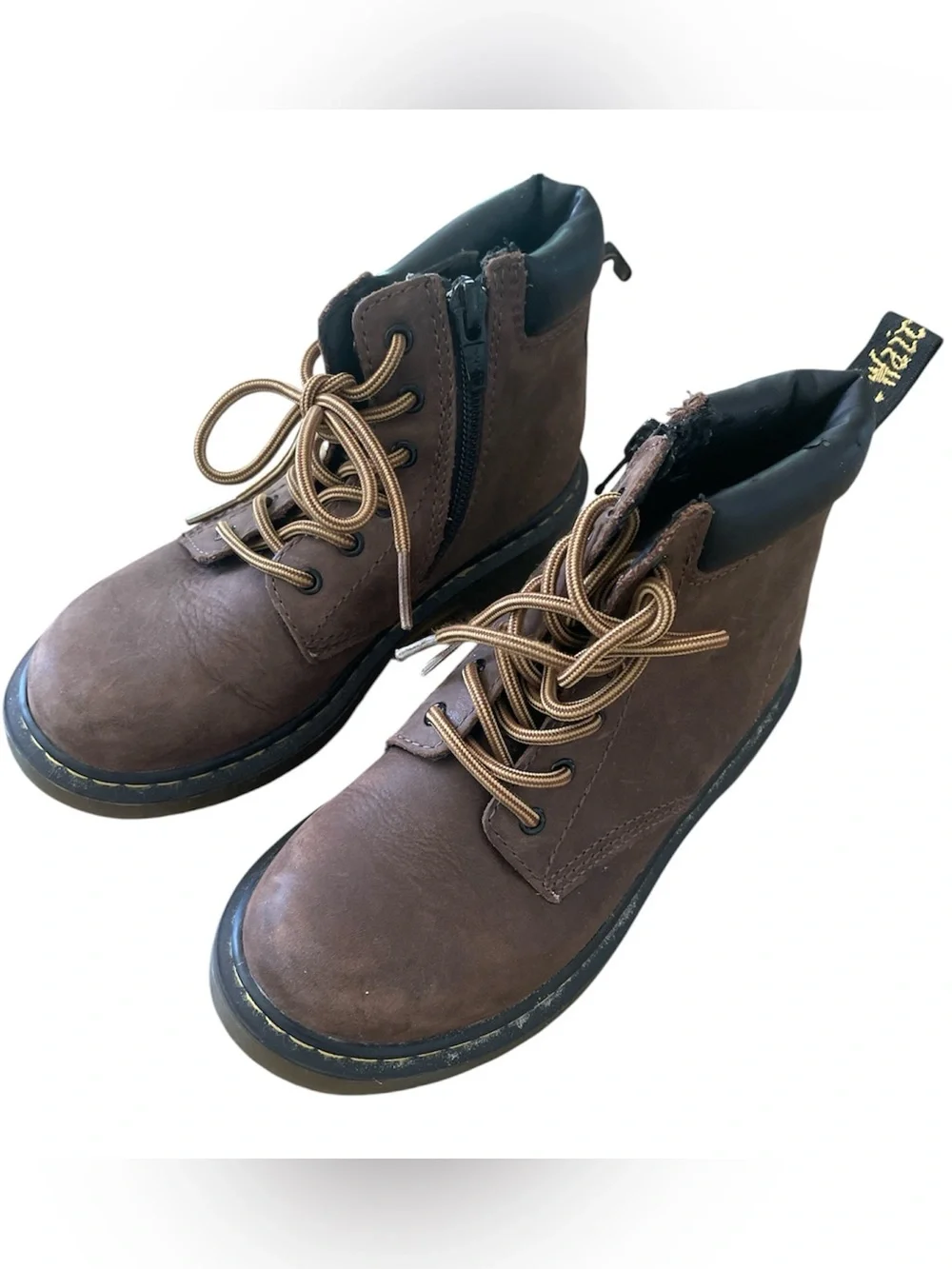 Dr. Martens Kid's Padley boots in brown suede with a padded collar US Size 1